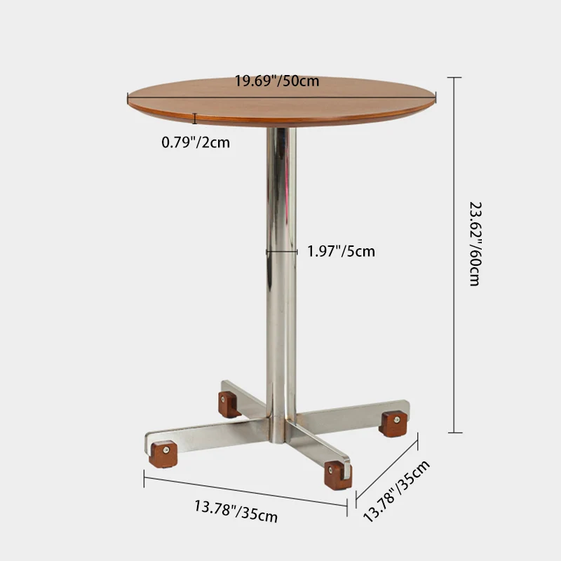 Traditional Vintage Round Plywood Electroplated Iron Side Table For Living Room