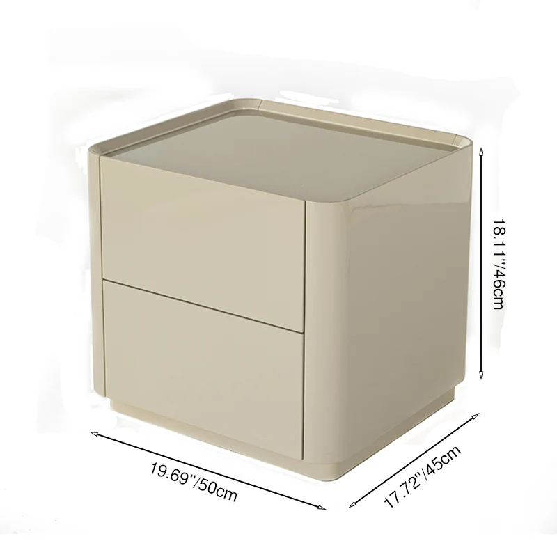Elegant Luxury Baking Paint Nightstand - Self-Closing Rail 2-Drawer Bedside Table For Bedroom & Living Room