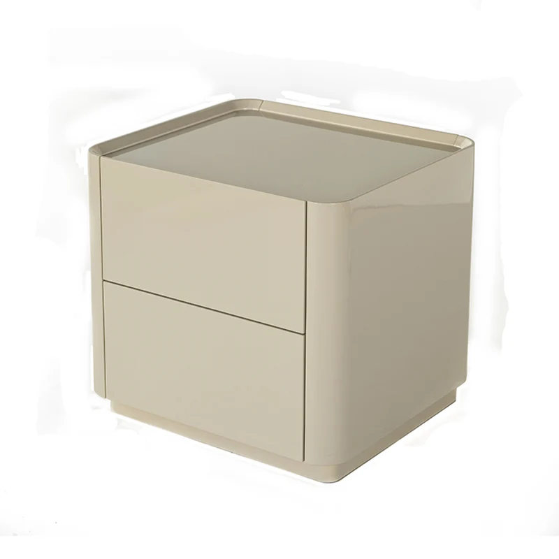 Elegant Luxury Baking Paint Nightstand - Self-Closing Rail 2-Drawer Bedside Table For Bedroom & Living Room