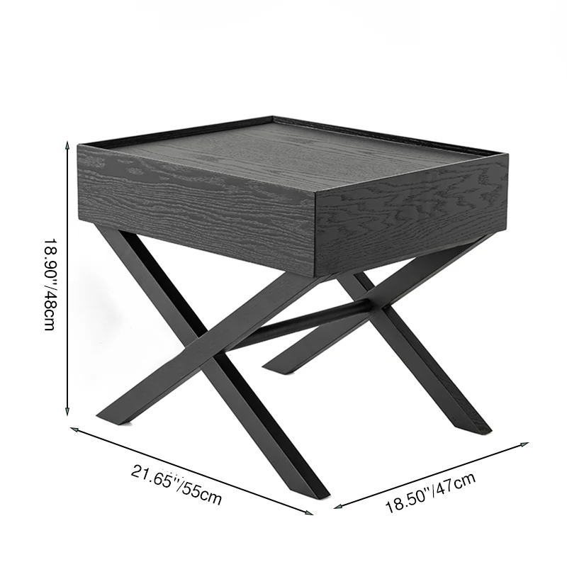 Contemporary Industrial Style Nightstand - Formaldehyde-Free MDF Smooth-Glide Large 1-Drawer Bedside Table For Bedroom