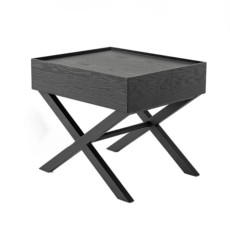 Contemporary Industrial Style Nightstand - Formaldehyde-Free MDF Smooth-Glide Large 1-Drawer Bedside Table For Bedroom