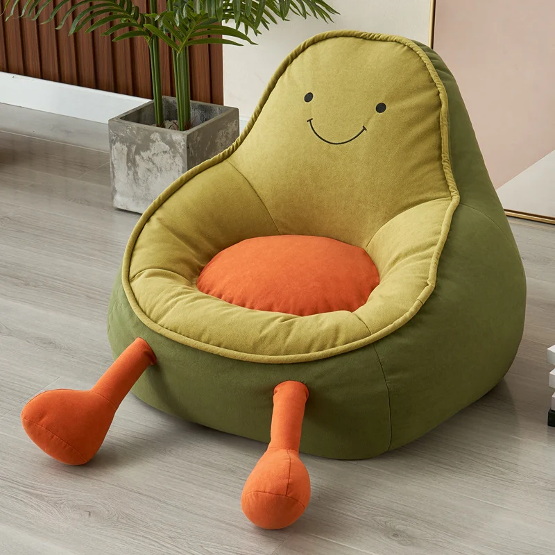 Contemporary Creative Avocado-Shaped EPS Particles Fabric Kids Accent Chair Backrest Armrest For Living Room
