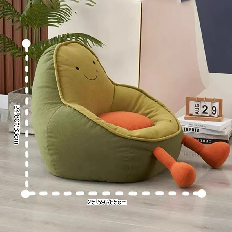 Contemporary Creative Avocado-Shaped EPS Particles Fabric Kids Accent Chair Backrest Armrest For Living Room
