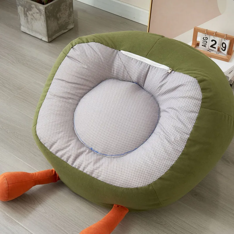 Contemporary Creative Avocado-Shaped EPS Particles Fabric Kids Accent Chair Backrest Armrest For Living Room