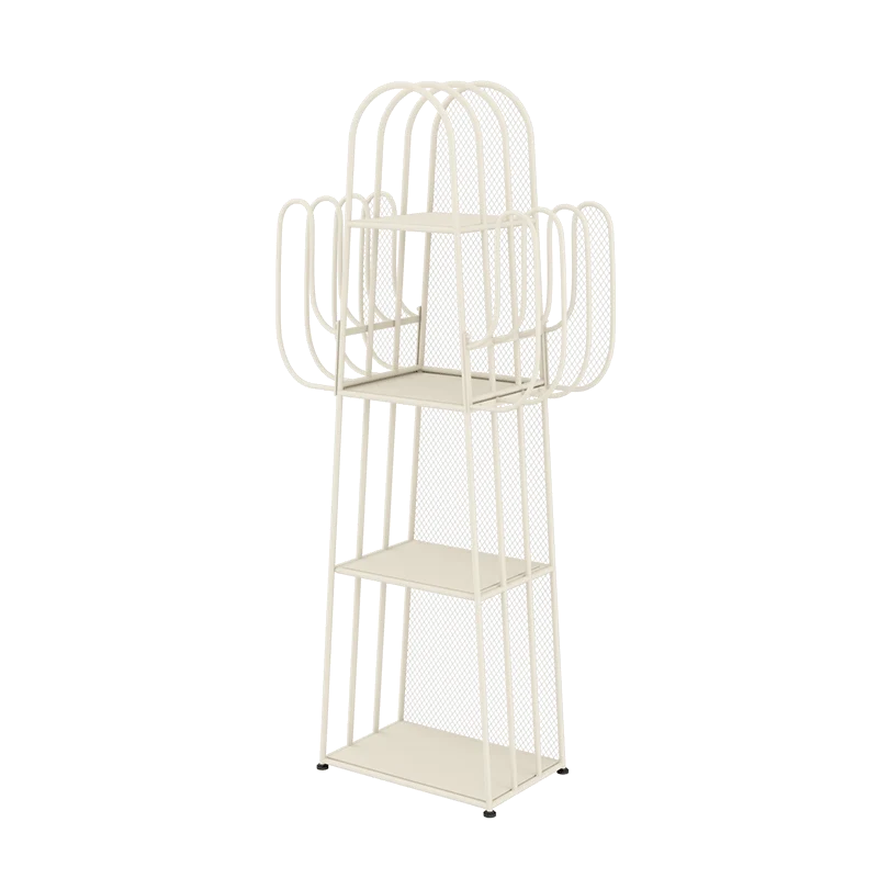 Modern Minimalist Cactus-Shaped Iron Bookshelves 4-Tier Artistic Durability For Living Room