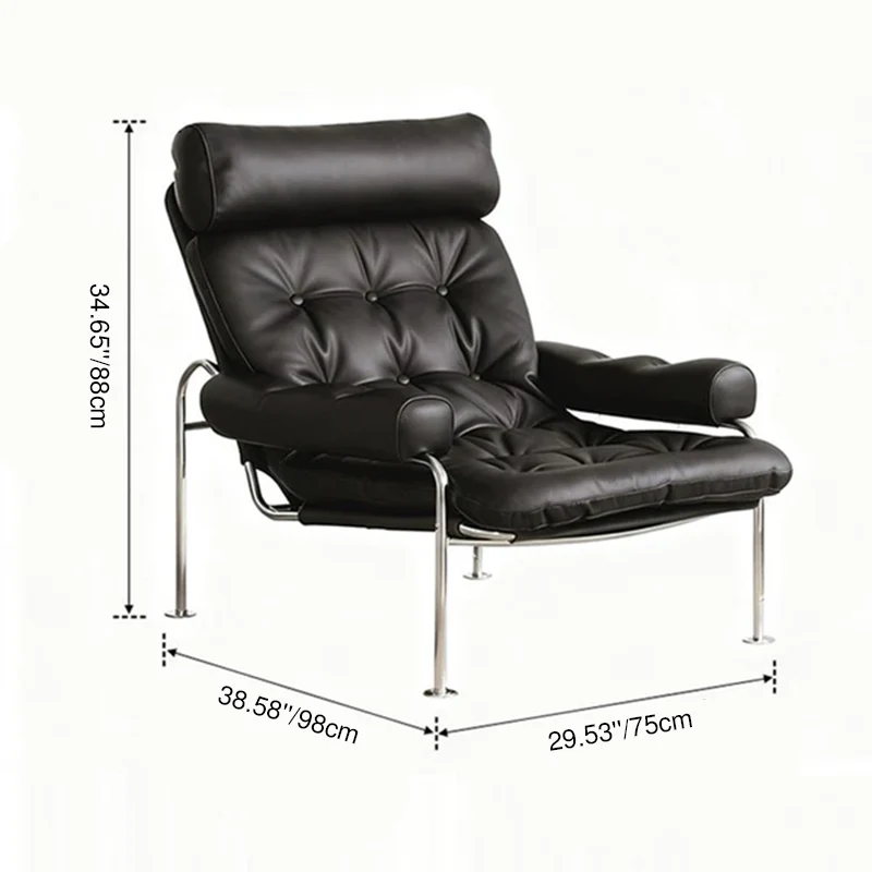 Modern Minimalist Curved Microfiber Leather Stainless Steel Sponge Accent Chair Backrest Armrest For Living Room