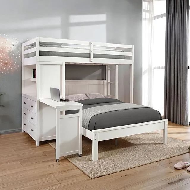 Furniture of America Aludra FM-BK205WH-TF-BED Loft Bed with Full Bed