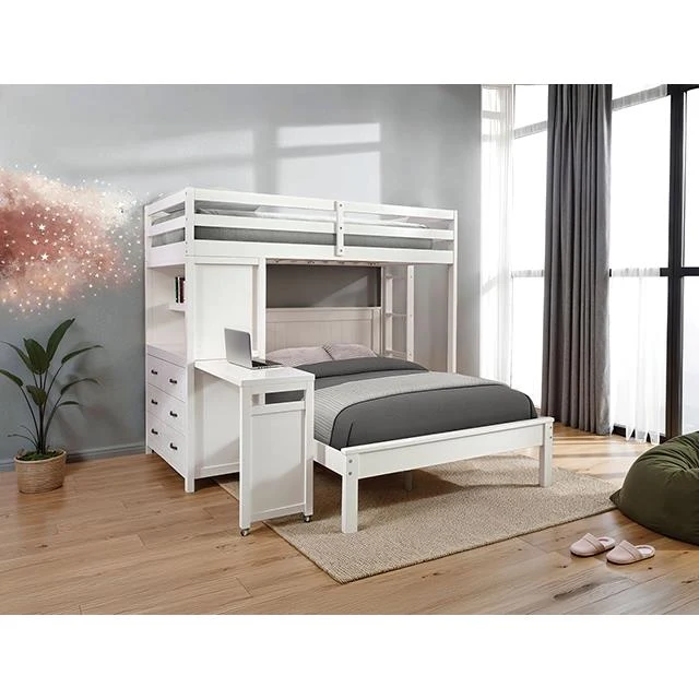 Furniture of America Aludra FM-BK205WH-TF-BED Loft Bed with Full Bed
