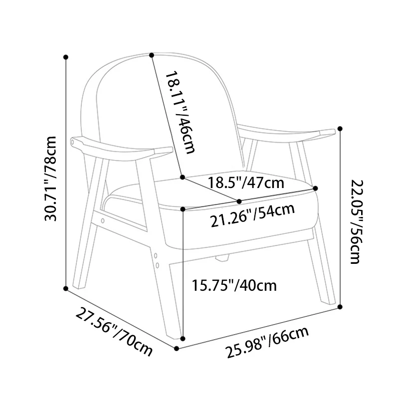 Contemporary Nordic Soft Curved Arc Rubberwood Corduroy Cat Scratching Leather Sponge Accent Chair Backrest Armrest For Bedroom