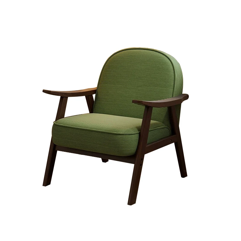 Contemporary Nordic Soft Curved Arc Rubberwood Corduroy Cat Scratching Leather Sponge Accent Chair Backrest Armrest For Bedroom