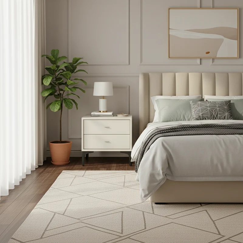 Contemporary Cream White Bedside Table With Dual Drawers - Scandinavian Faux Leather Nightstand For Modern Bedroom