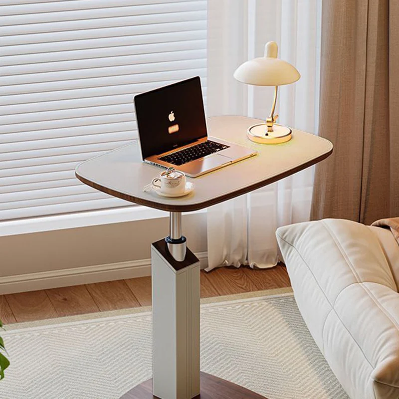 Modern Minimalist Rectangular Particle Board Carbon Steel Saddle-Style Faux Leather Side Table 1-Tier For Living Room