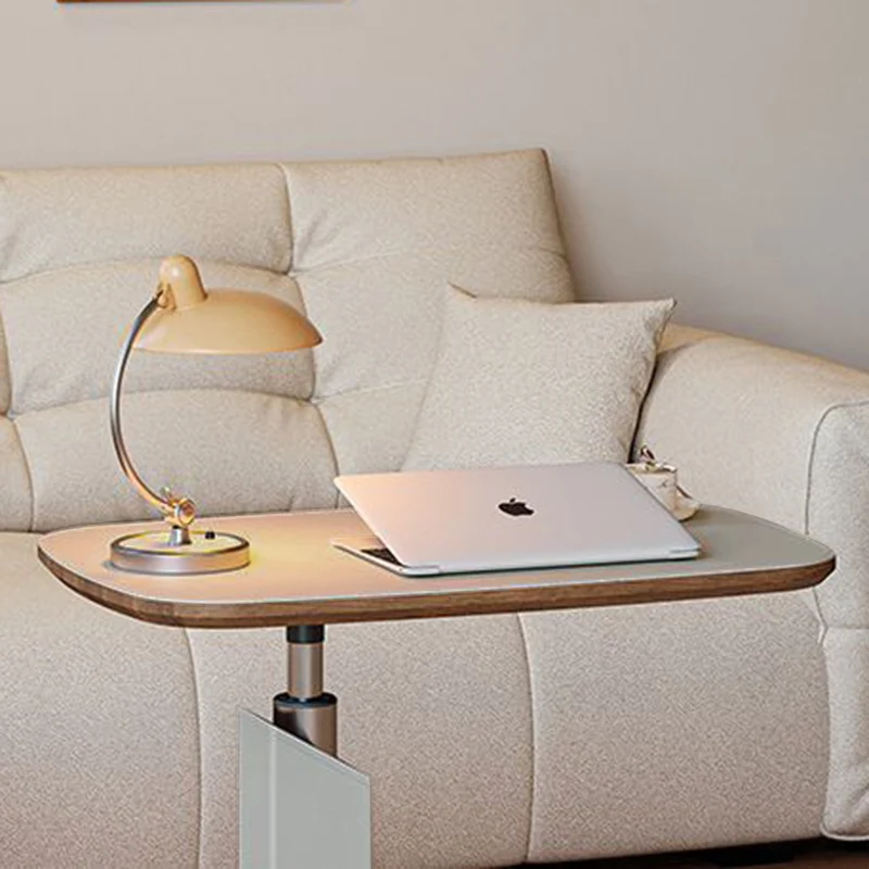 Modern Minimalist Rectangular Particle Board Carbon Steel Saddle-Style Faux Leather Side Table 1-Tier For Living Room