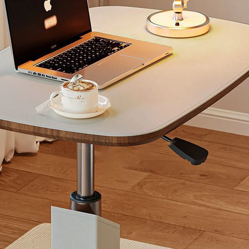 Modern Minimalist Rectangular Particle Board Carbon Steel Saddle-Style Faux Leather Side Table 1-Tier For Living Room