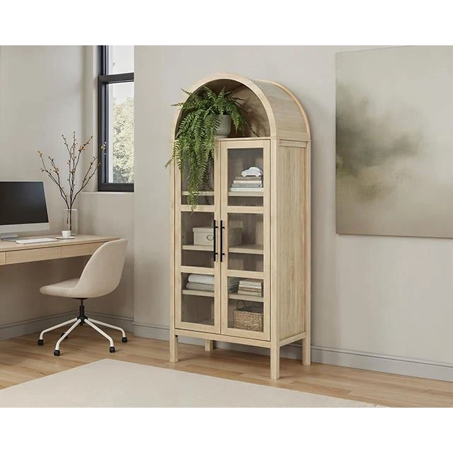 Furniture of America Gateshead SL-AC8001NT-3A Arched Cabinet