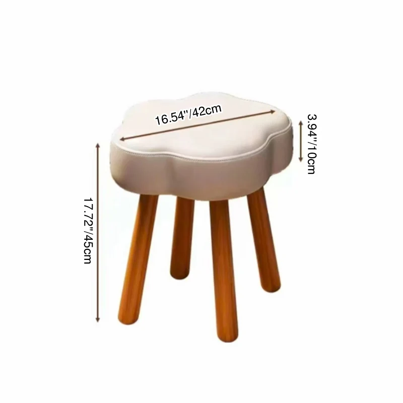 Modern Minimalist Flower-shaped Synthetic Fabric Lamb Fleece Beech Wood Solid Wood Plywood Low Stool For Living Room