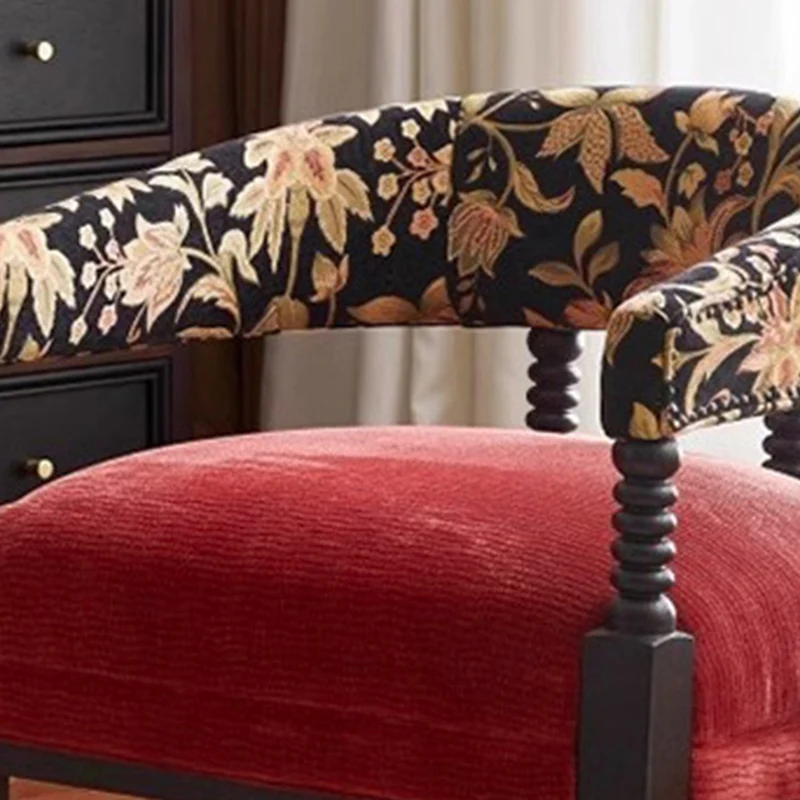 Contemporary Retro Square Rectangular Ash Wood Ramie Fabric Accent Chair Backrest Armless For Living Room