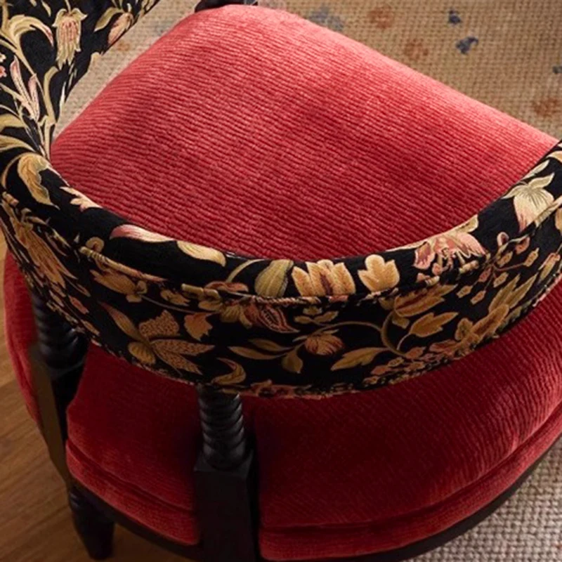 Contemporary Retro Square Rectangular Ash Wood Ramie Fabric Accent Chair Backrest Armless For Living Room