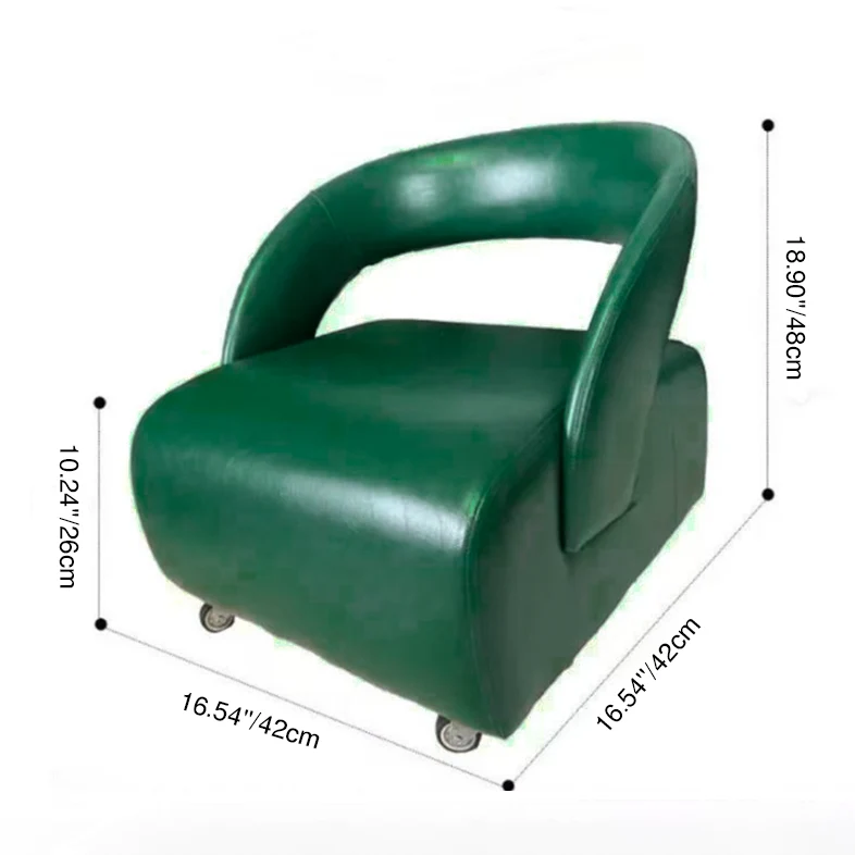 Contemporary Retro Square Faux Leather Solid Wood Accent Chair Backrest Armless For Living Room