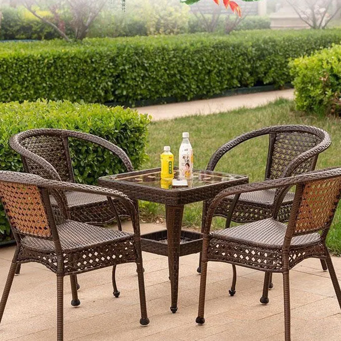 Modern Minimalist Curved Plastic Rattan Steel Outdoor Chair Backrest Armrest For Outdoor