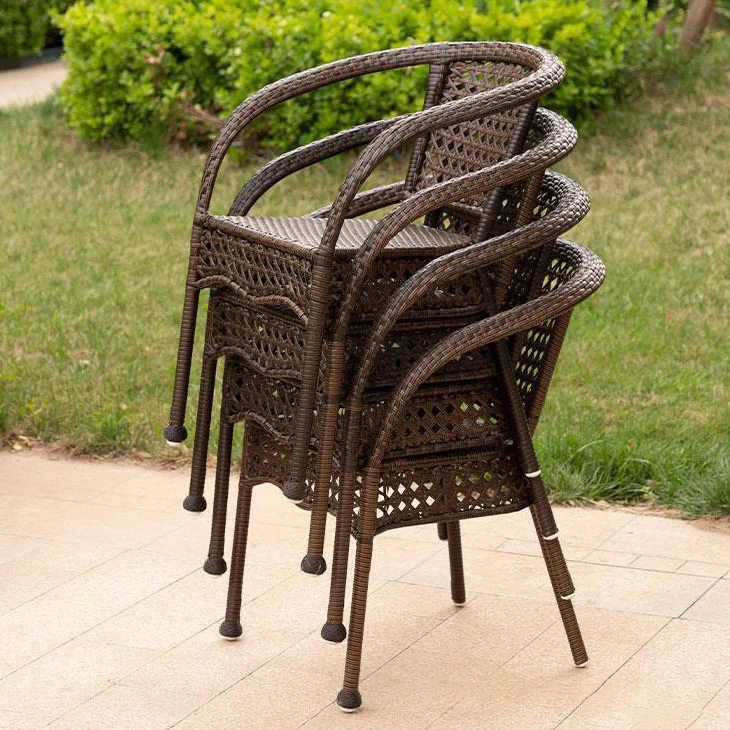 Modern Minimalist Curved Plastic Rattan Steel Outdoor Chair Backrest Armrest For Outdoor