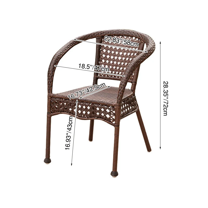 Modern Minimalist Curved Plastic Rattan Steel Outdoor Chair Backrest Armrest For Outdoor