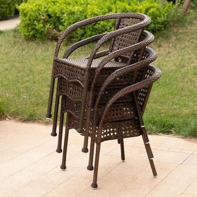 Modern Minimalist Curved Plastic Rattan Steel Outdoor Chair Backrest Armrest For Outdoor