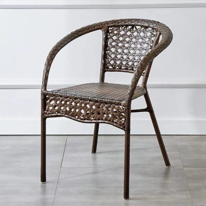 Modern Minimalist Curved Plastic Rattan Steel Outdoor Chair Backrest Armrest For Outdoor