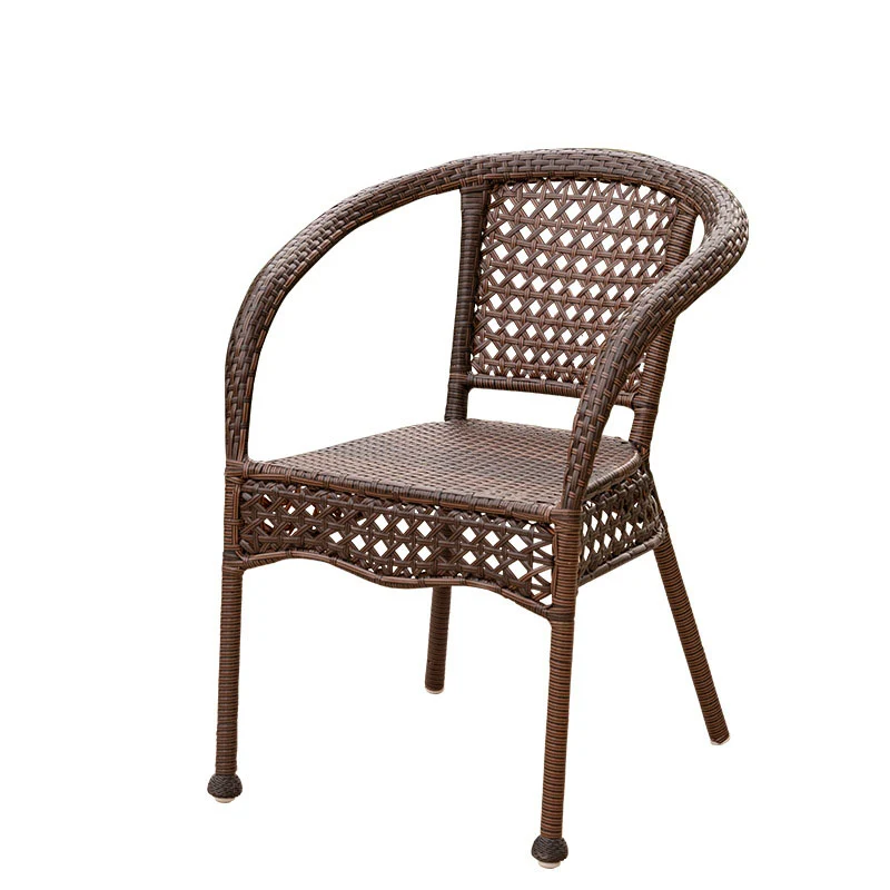 Modern Minimalist Curved Plastic Rattan Steel Outdoor Chair Backrest Armrest For Outdoor