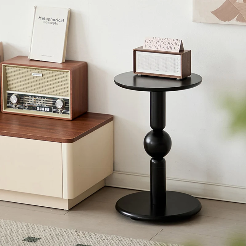 Contemporary Nordic Cylindrical Pine Wood Side Table 1-Tier For Living Room