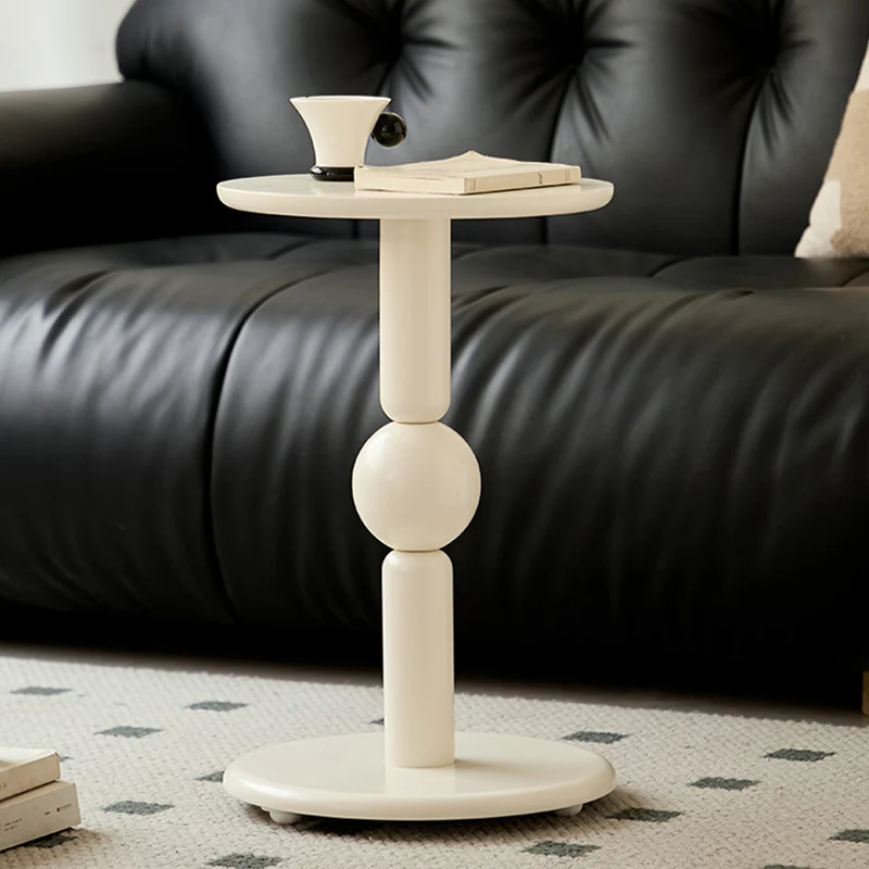 Contemporary Nordic Cylindrical Pine Wood Side Table 1-Tier For Living Room