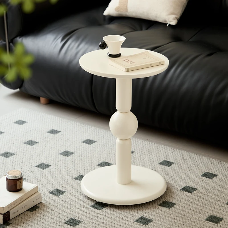Contemporary Nordic Cylindrical Pine Wood Side Table 1-Tier For Living Room
