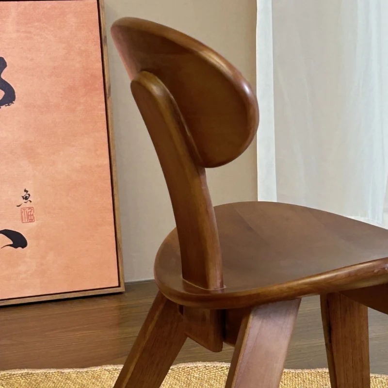 Contemporary Nordic Ellipse Ebony Wood Low Stool Backrest For Living Room