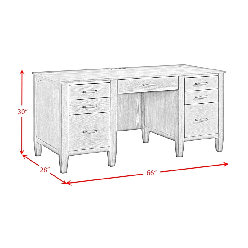 Elements International Portico H-15970-6-DK1 Double Pedestal Desk