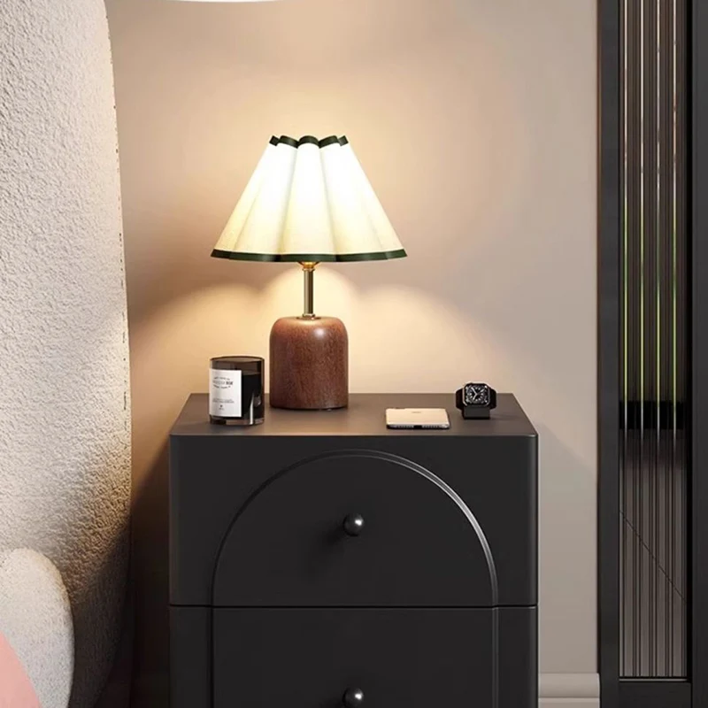 Traditional French Solid Wood Metal Square Round Ball Nightstand 2-Drawer For Bedroom