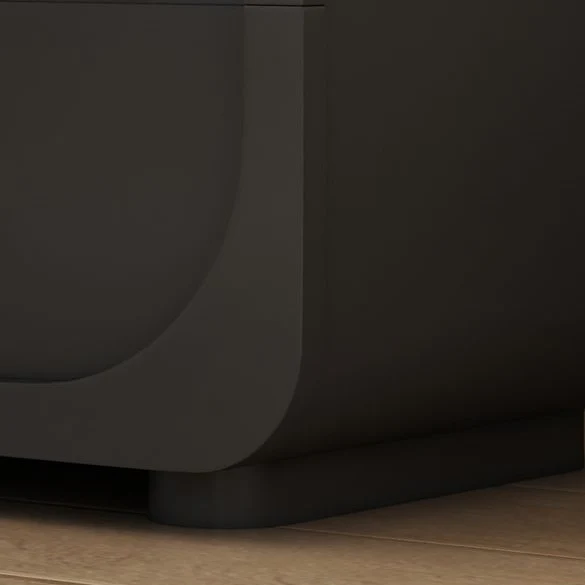 Contemporary Scandinavian Particle Board Glass Metal Rounded Square Nightstand With 1 Drawer For Bedroom