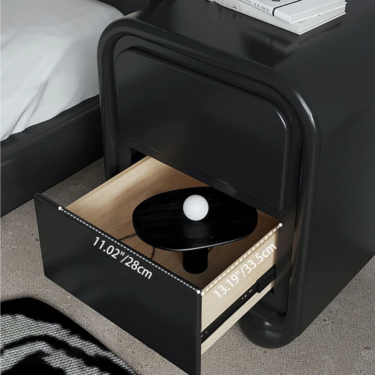 Traditional French MDF PVC Spherical Square Nightstand With 2 Drawers For Bedroom