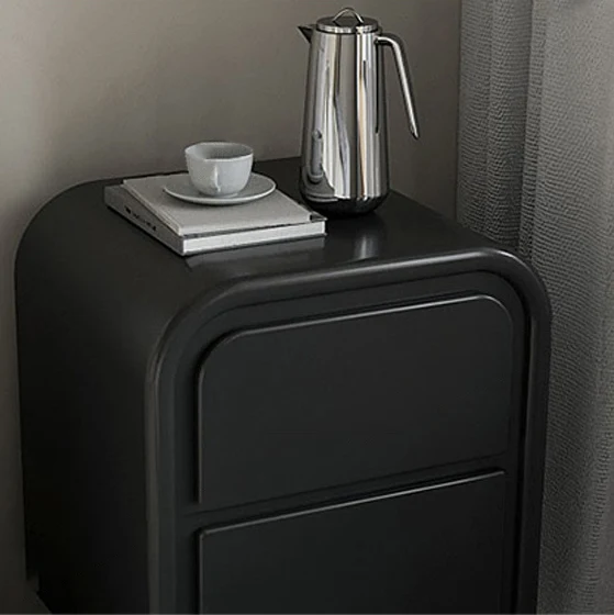 Traditional French MDF PVC Spherical Square Nightstand With 2 Drawers For Bedroom
