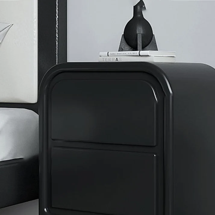 Traditional French MDF PVC Spherical Square Nightstand With 2 Drawers For Bedroom