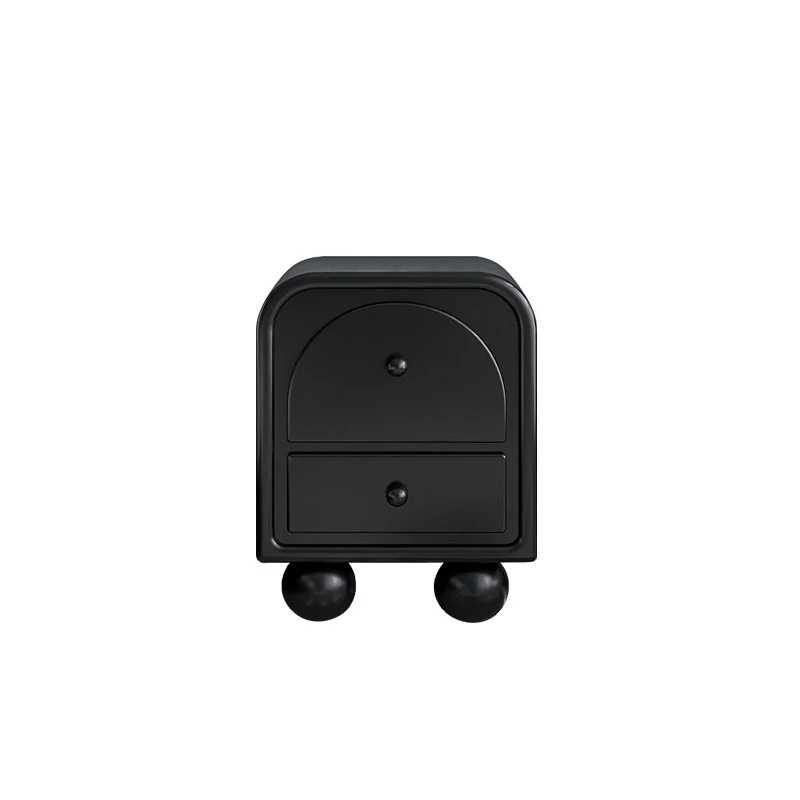 Traditional French MDF PVC Spherical Square Nightstand With 2 Drawers For Bedroom