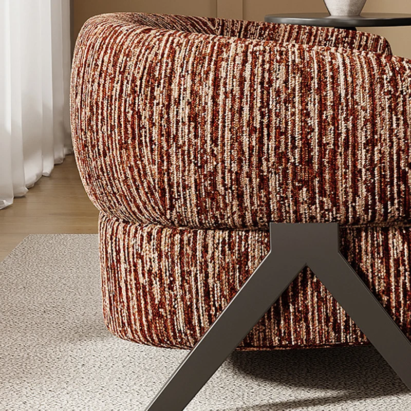Traditional Vintage Rectangular Cotton-Linen Carbon Steel Accent Chair Backrest Armrest For Living Room