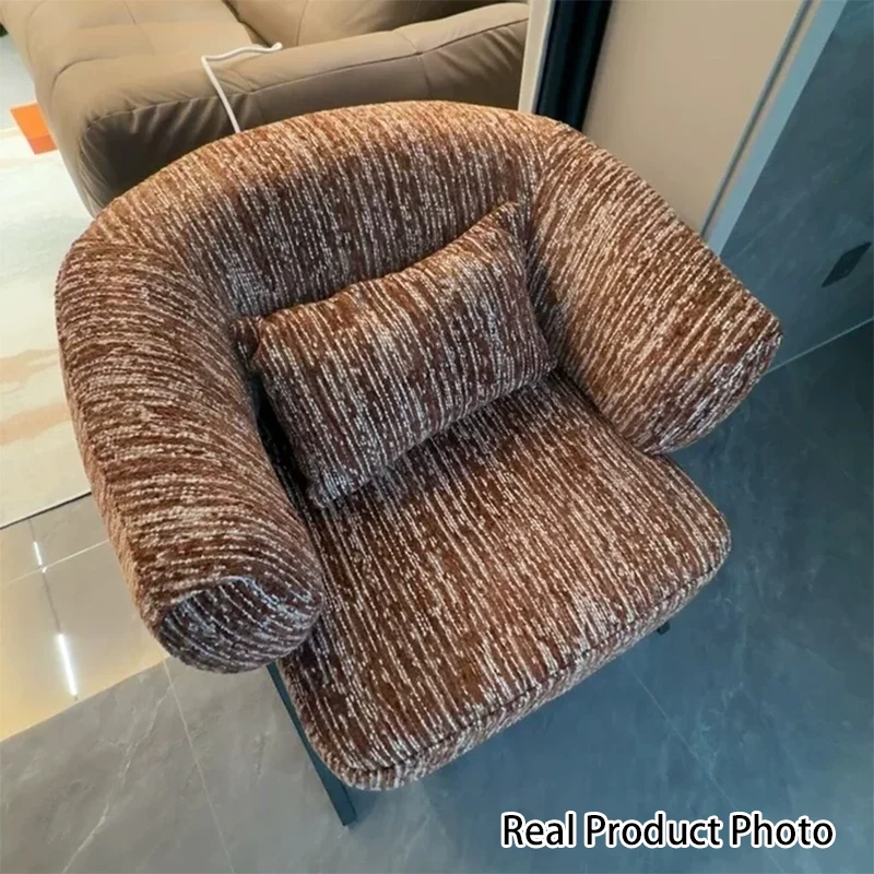 Traditional Vintage Rectangular Cotton-Linen Carbon Steel Accent Chair Backrest Armrest For Living Room