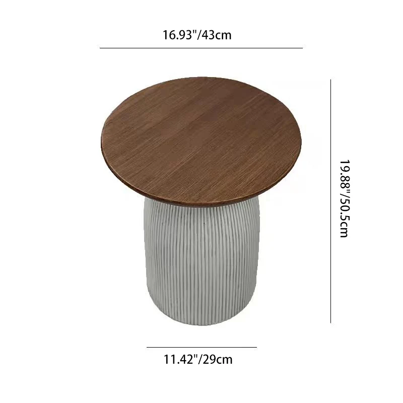 Contemporary Nordic Cylindrical MgO Stone Material Side Table 1-Tier For Living Room