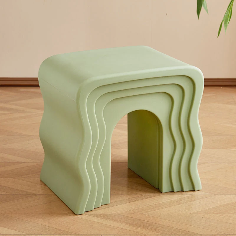 Contemporary Nordic PE Wavy Trapezoid Side Table 1-Tier For Living Room