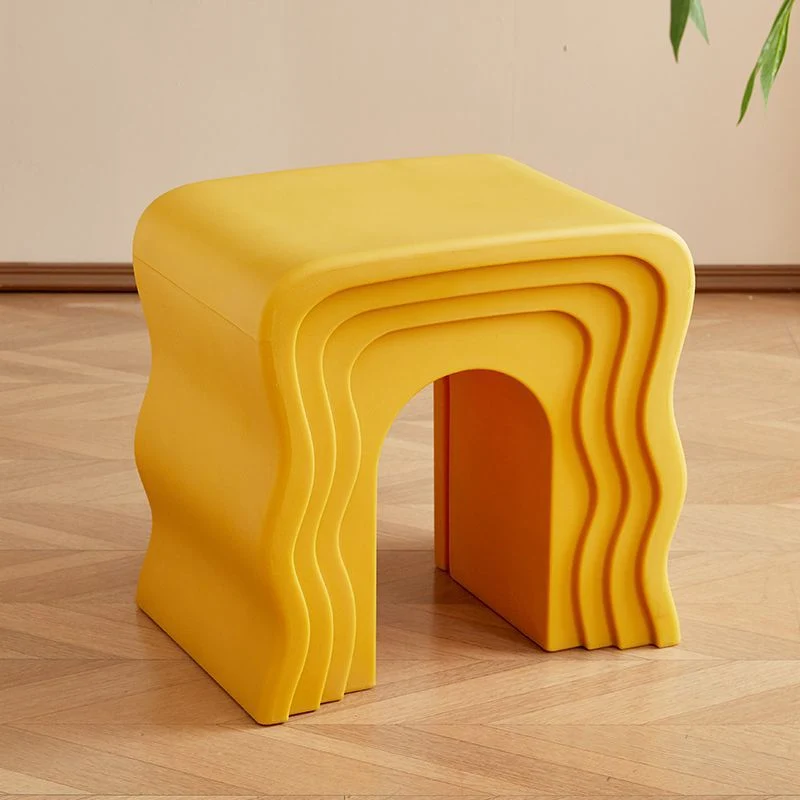 Contemporary Nordic PE Wavy Trapezoid Side Table 1-Tier For Living Room