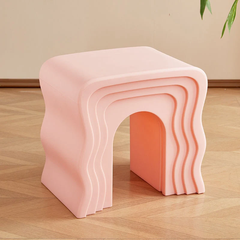 Contemporary Nordic PE Wavy Trapezoid Side Table 1-Tier For Living Room