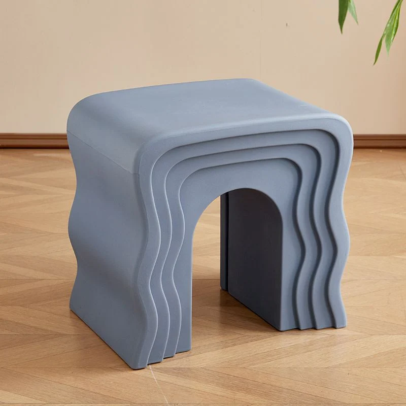 Contemporary Nordic PE Wavy Trapezoid Side Table 1-Tier For Living Room