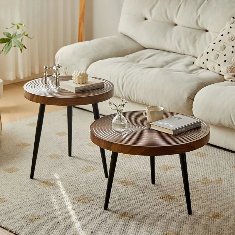 Traditional Vintage Round PVC Vacuum-Formed Particle Board Iron Side Table For Living Room