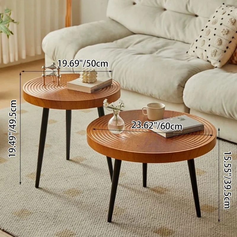 Traditional Vintage Round PVC Vacuum-Formed Particle Board Iron Side Table For Living Room