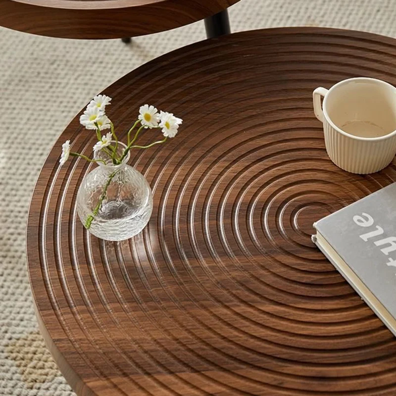 Traditional Vintage Round PVC Vacuum-Formed Particle Board Iron Side Table For Living Room